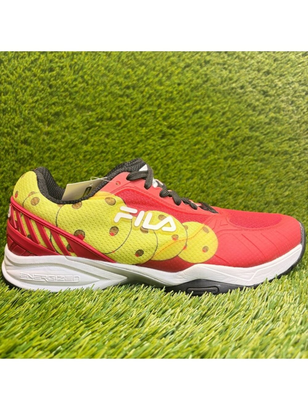 Fila Volley Zone Mens Size 11.5 Red Yellow Athletic Pickleball Shoes Sneakers